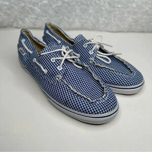 VANS Women’s Blue Gingham Zapato Lo Slip-On Boat Shoes Sneakers Size 8